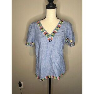 NWOT BODEN Heidi Embroidered Linen Top Size 8 MSRP $98